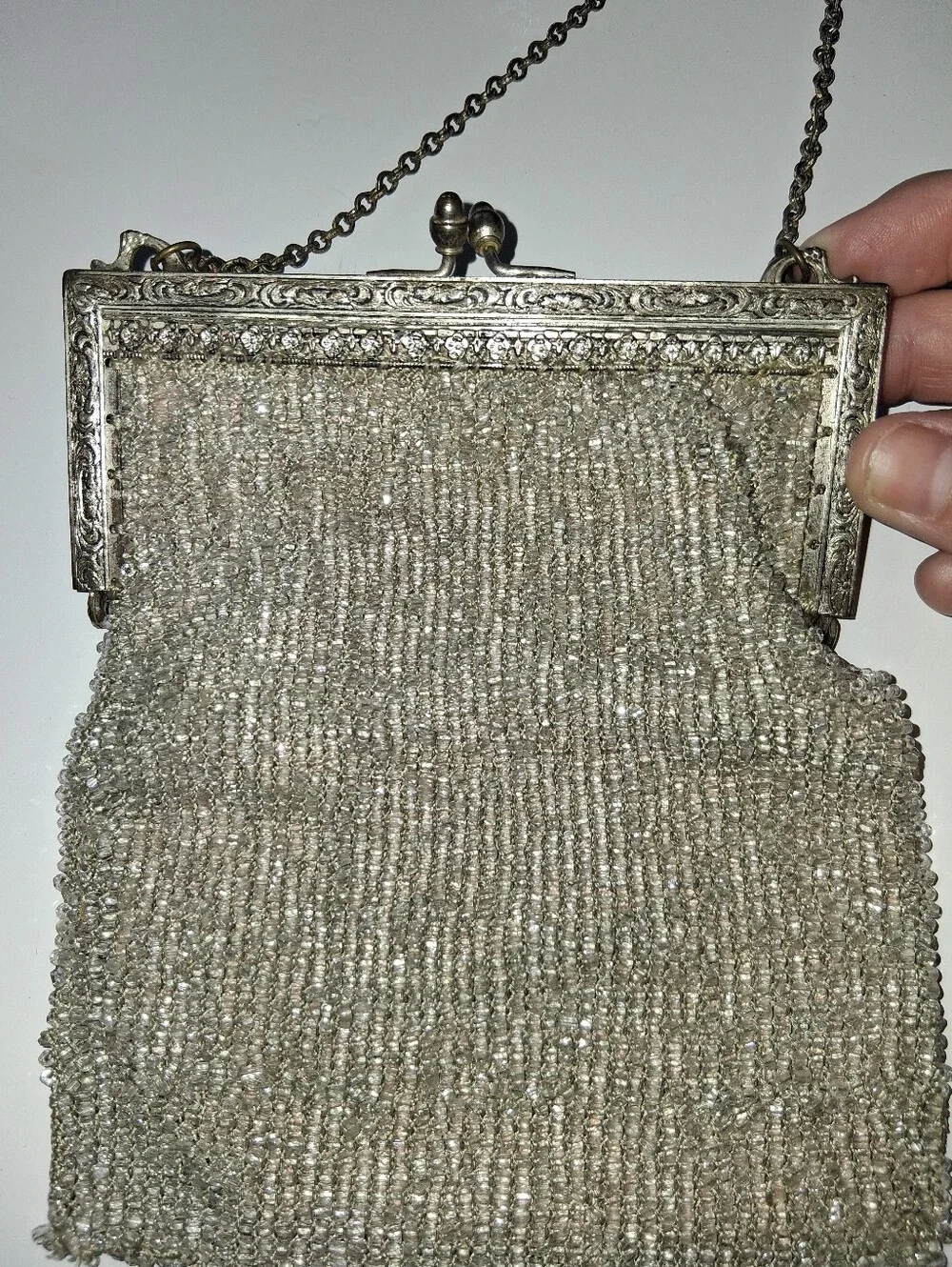 Vintage Beaded Evening Bag in Champagne